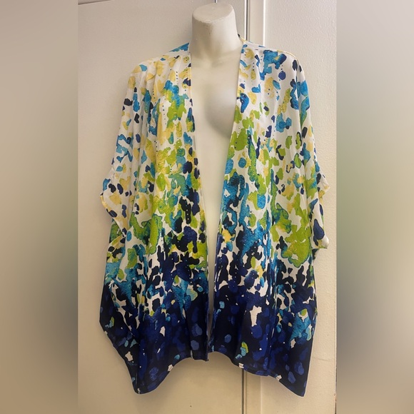Urban Girl Other - 🚨New Urban Girl Open-Front Kimono Cardigan Vibrant Blue & Green Watercolor